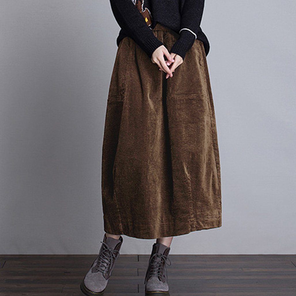 Winter Casual Women Corduroy Skirt