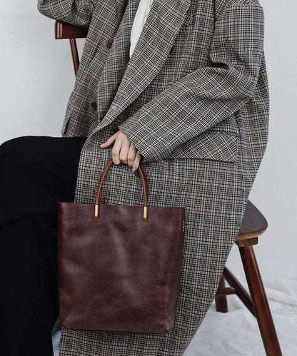 Handmade Chocolate Large Capacity Leather Tote Handbag