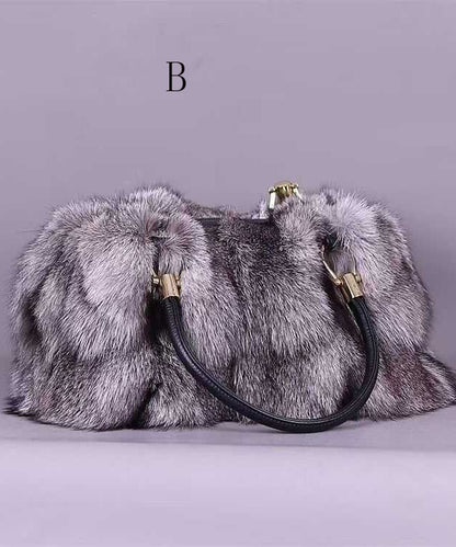 Fashion And Versatile Fox Fur Large Capacity Tote Handbag