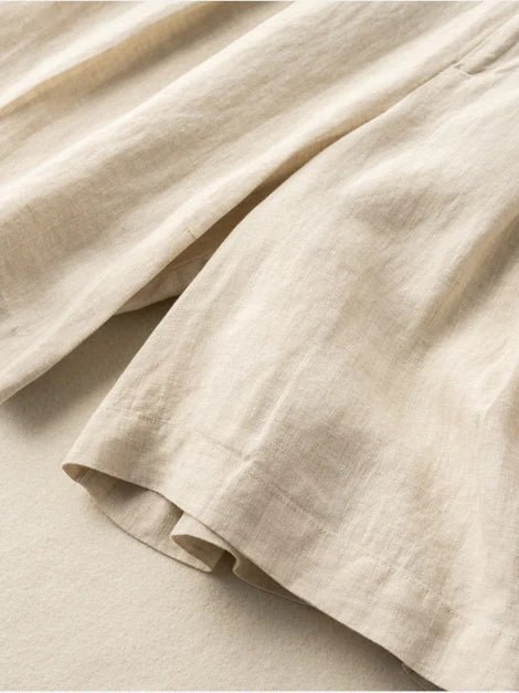 Pure Color Wide-leg Casual Linen Shorts
