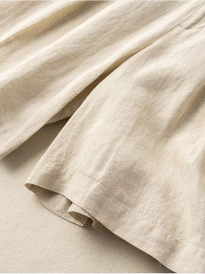 Pure Color Wide-leg Casual Linen Shorts