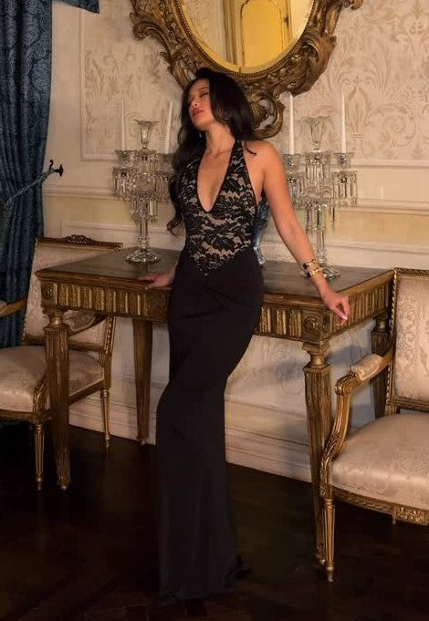 Sexy Lace Halter Slim Fit Stitching Dress
