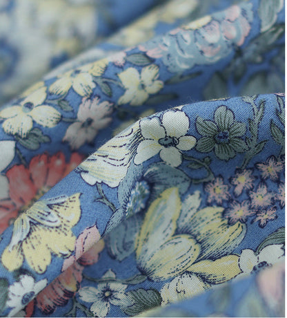 Literary Pleated Elastic Waist Floral A-Line Skirt