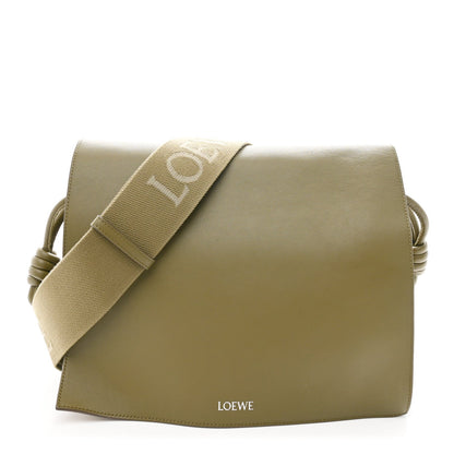 Shiny Supple Calfskin Flamenco Satchel Olive