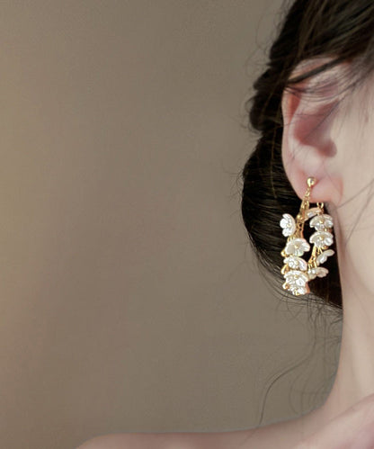 French Acrylic Floral Tassel Alloy Gilding Earrings