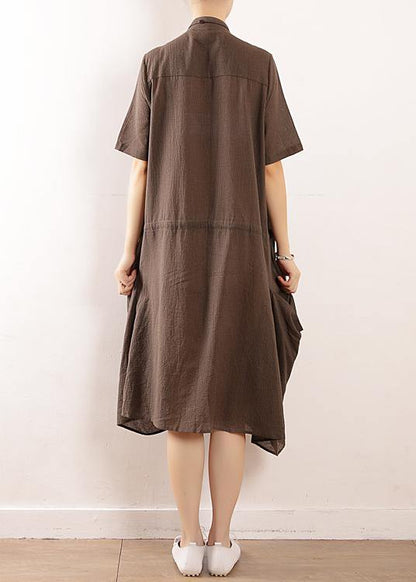 DIY gray cotton clothes For Women Organic Runway big pockets long summer Dresses