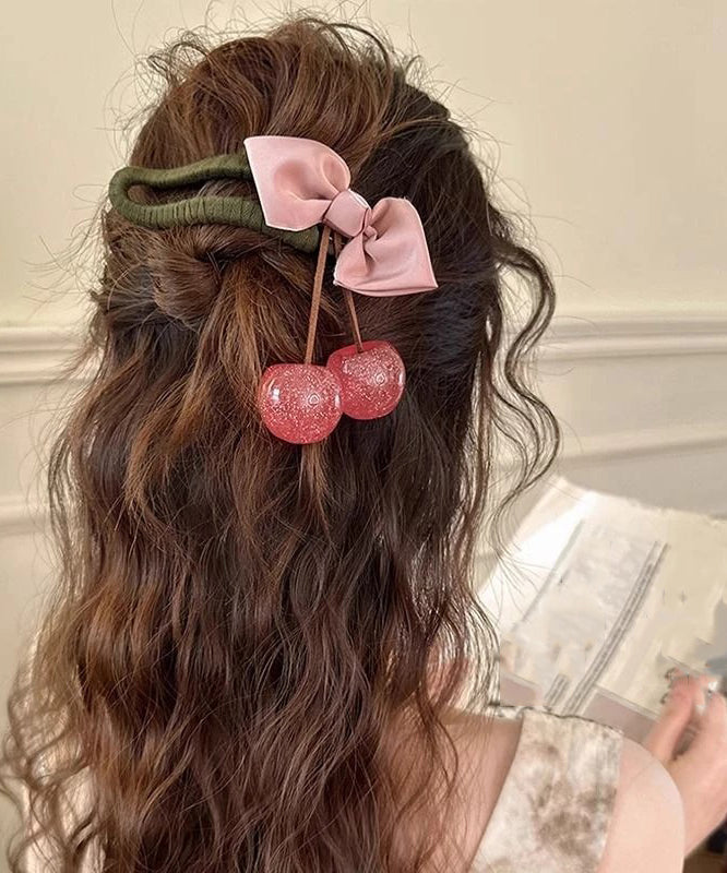 Chinese Style Green Plastics Cloth Cherry Hairpin