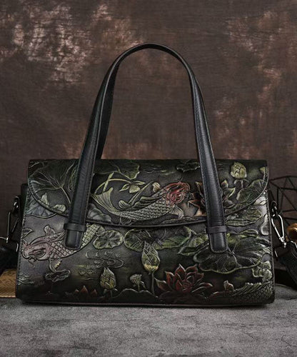 New Retro Silver Embossed Calf Leather Tote Bag