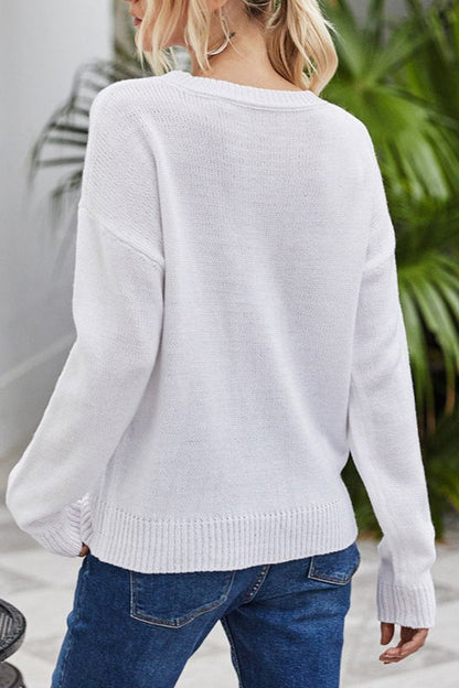 Heart-Shaped Printed Casual Sweater