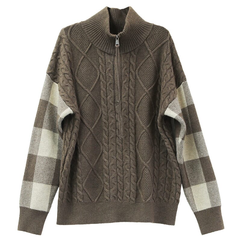 Winter Casual Color Matching Zipper Sweater