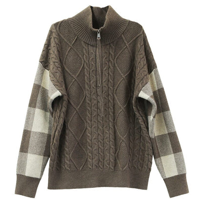 Winter Casual Color Matching Zipper Sweater