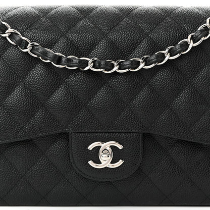 Caviar Quilted Jumbo Double Flap Black