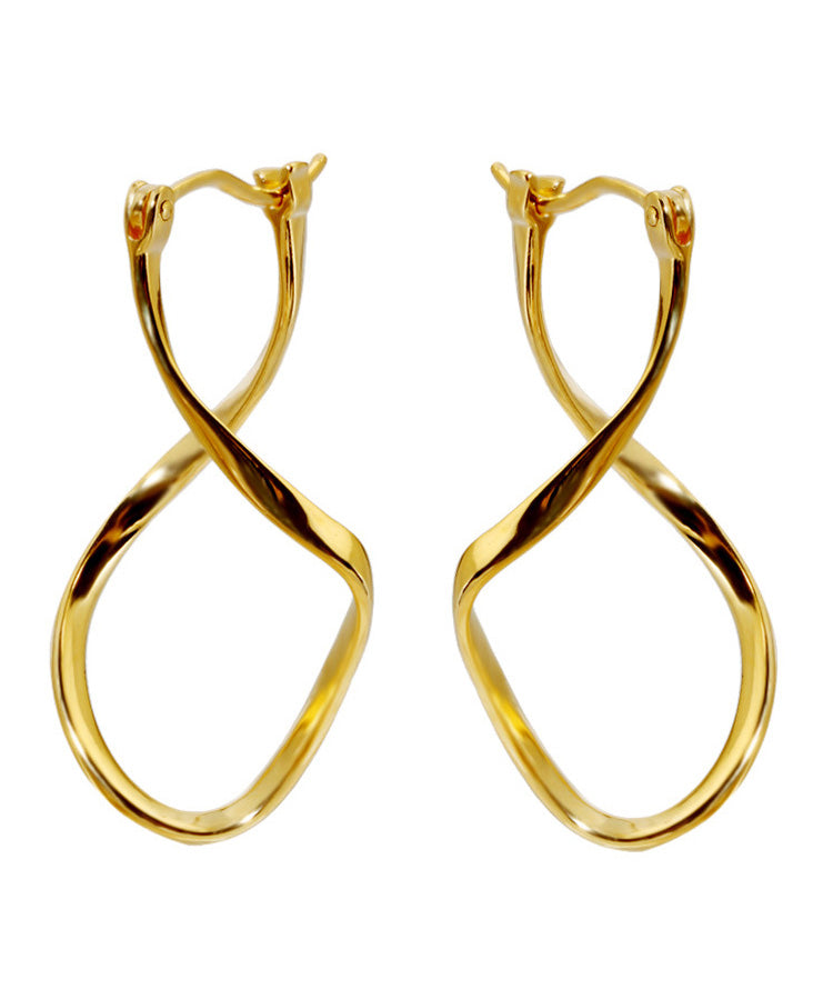 Casual Gold Silver Bending Shape Hoop Earrings