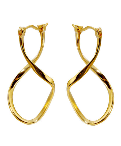 Casual Gold Silver Bending Shape Hoop Earrings