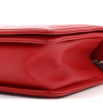 Calfskin Quilted New Medium Boy Flap Red