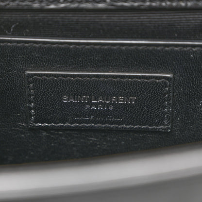 Calfskin Crocodile Embossed Medium Classic Monogram Kate Tassel Satchel Black