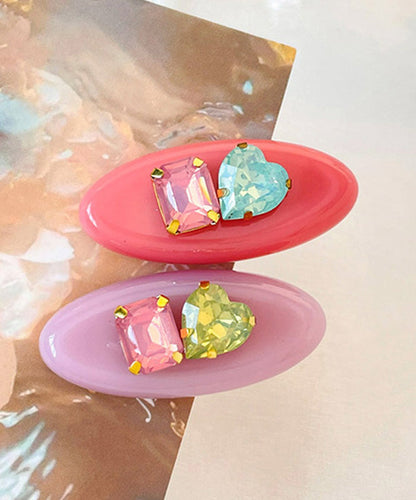 Cute Rainbow Alloy Zircon Resin A Pair Hairpin