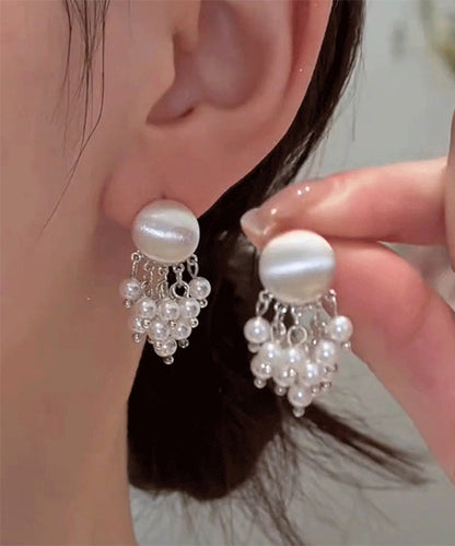 Vogue Gold Metal Pearl Tassel Drop Earrings