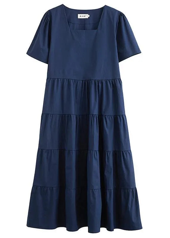 DIY white Tunics Square Collar patchwork long Dress
