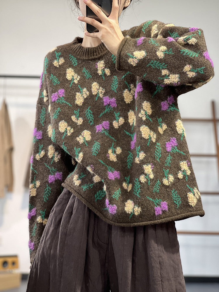 Vintage Jacquard Knitted Pullover Sweater