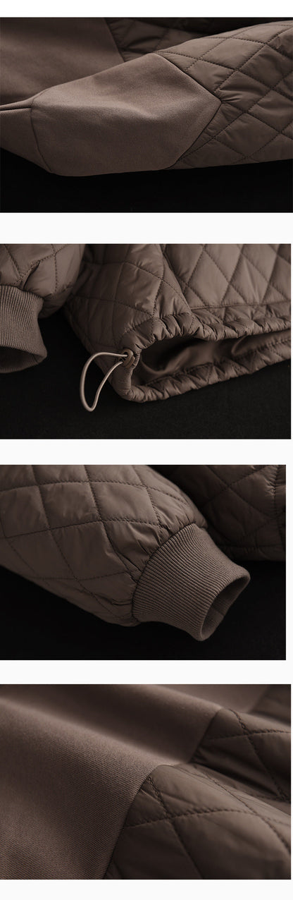 Loose Warm Patchwork Hooded Padded Sweatshirt