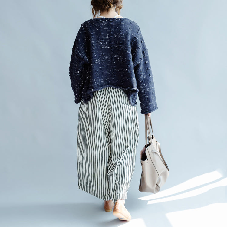 new blue asymmetric design cotton knitted cardigans chunky oversize fashion coats