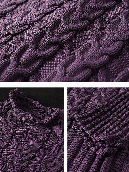 Women Turtleneck Knitted Solid Color Long Sleeve Sweater