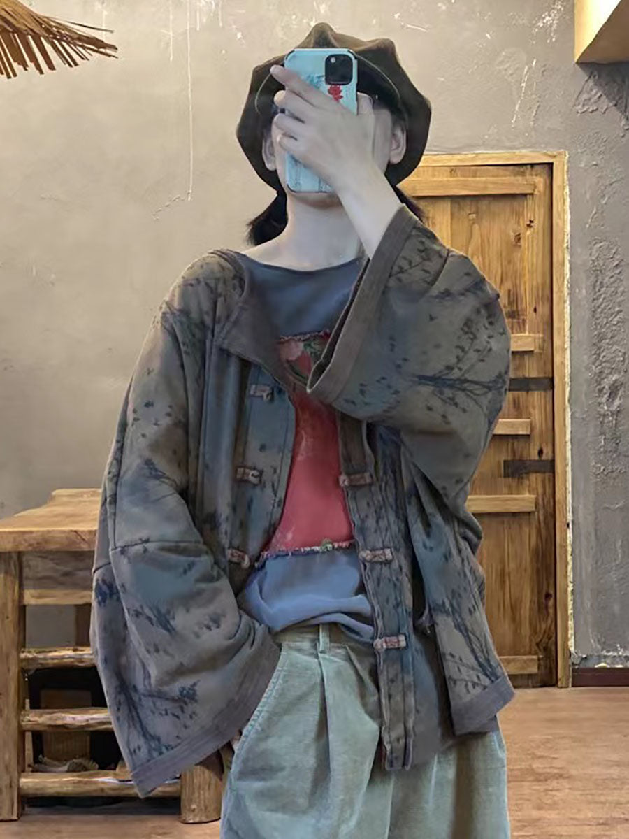 Women Winter Worn Button Pocket Loose Coat