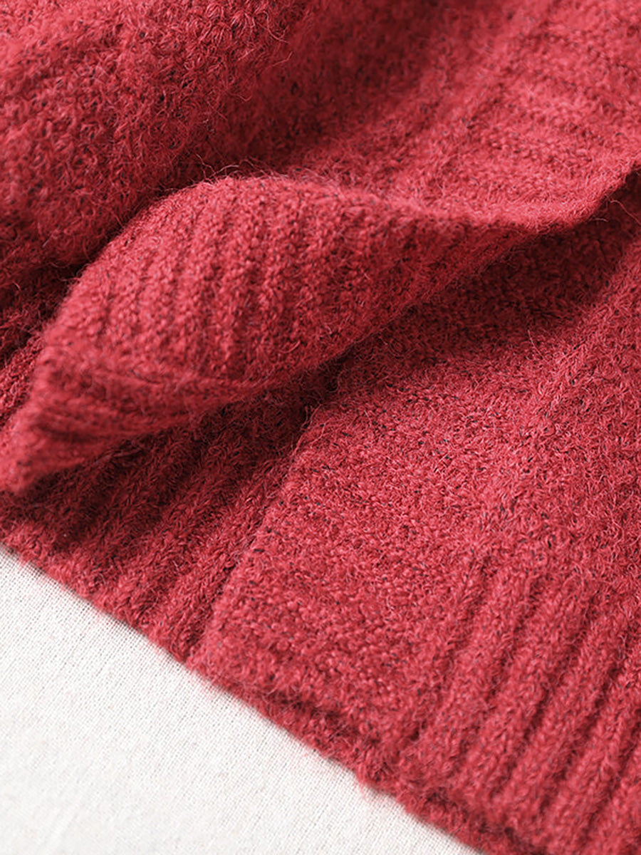 Plus Size - Hooded Knitted Pocket Patchwork Sweater Coat