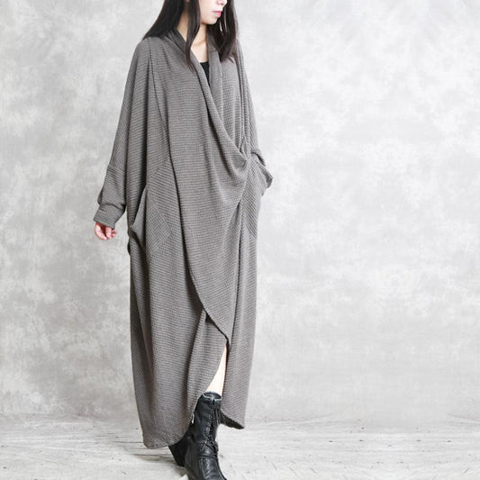 Bat Sleeve V-neck Irregular Long Dress