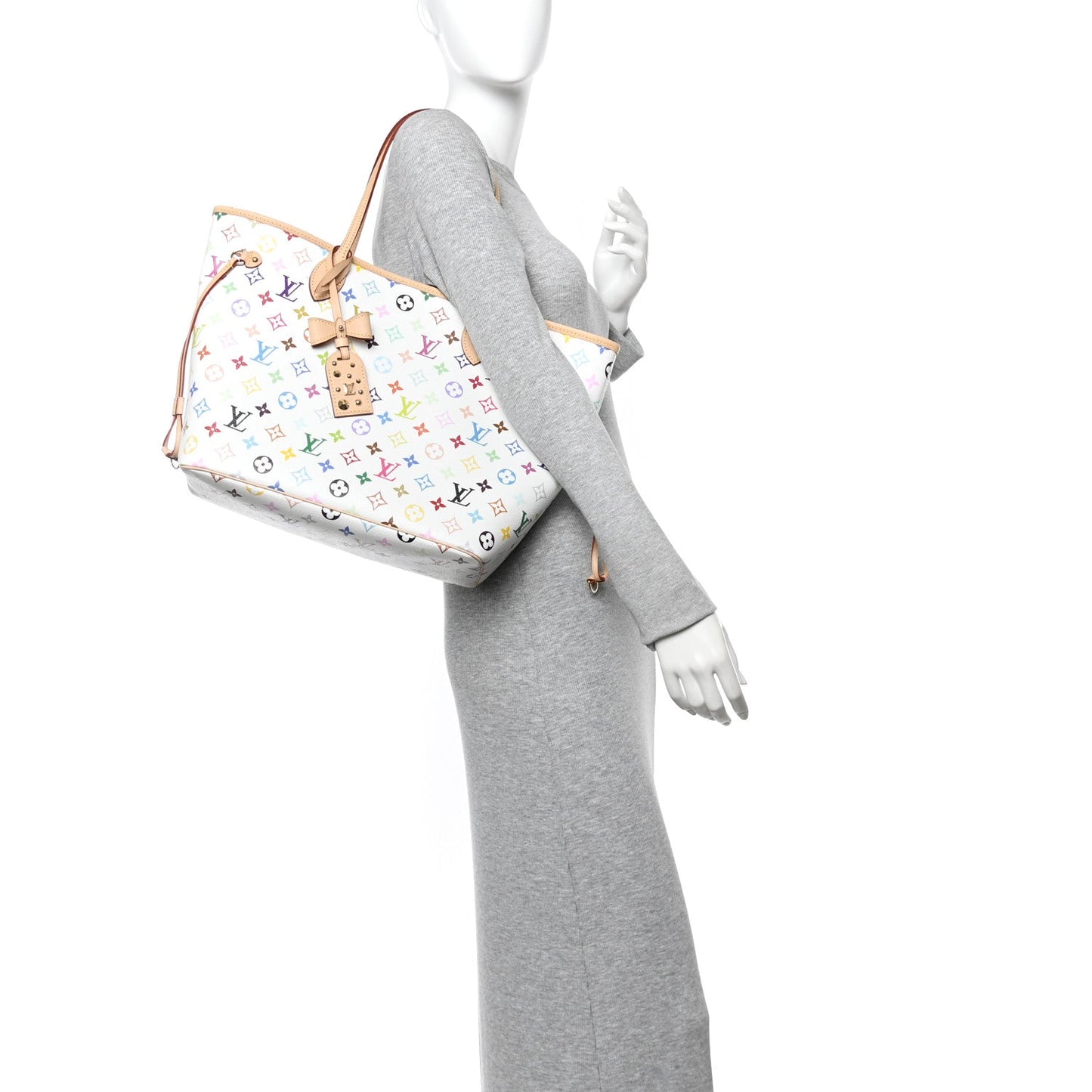 LV X TM Monogram Multicolor Neverfull MM White