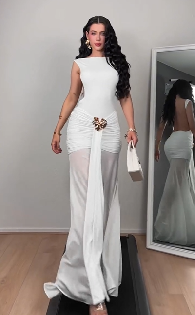 Sexy Sleeveless Slim Solid Color Backless Dress