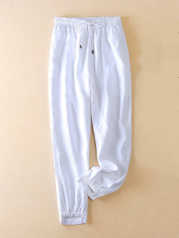 Casual Solid Color Ninth Lantern Linen Pants