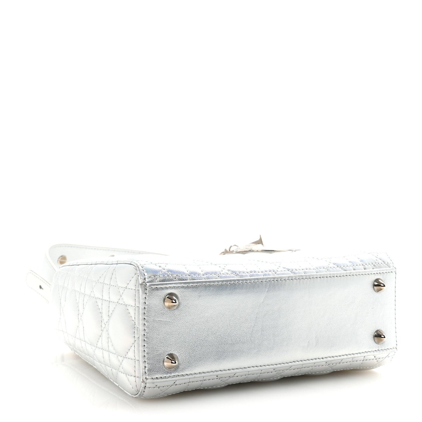 Iridescent Metallic Lambskin Cannage Small My ABCDior Lady Dior Silver