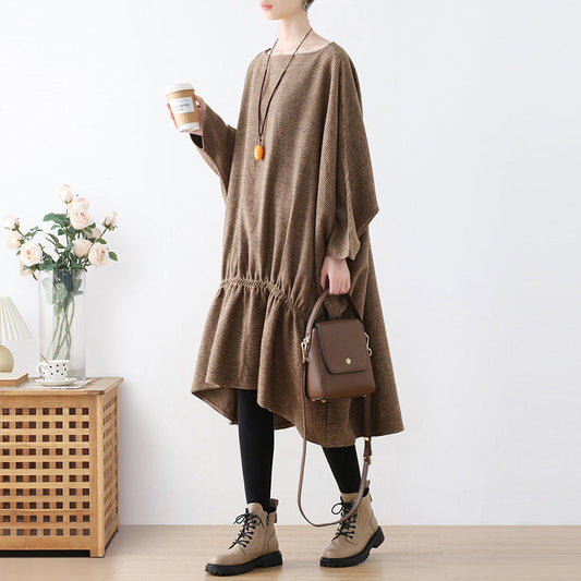 Women Autumn Cotton Loose Cotton Dress Plus Size