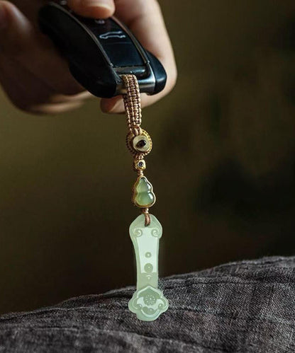 Simple Yellow Weave Jade Ruyi Calabash Phone Chains