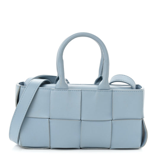 Nappa Maxi Intreccio Mini Arco East West Tote Ice Blue
