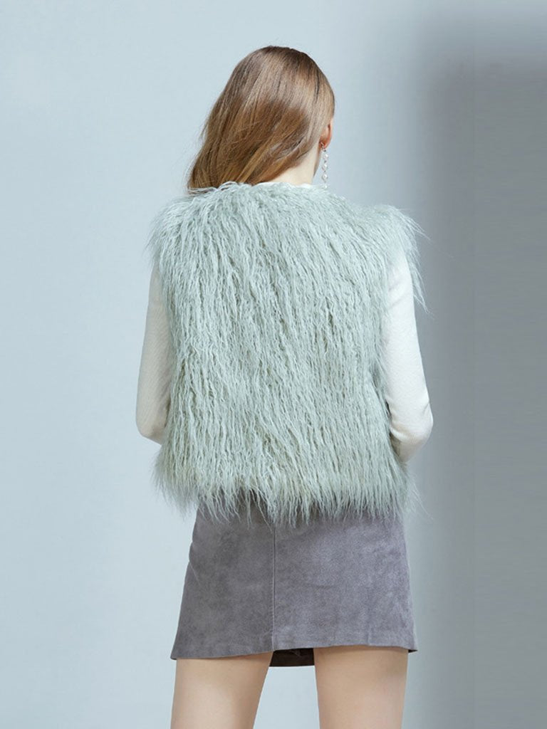 Faux Fur Vest Women Coat Sleeveless Faux Fur Jacket