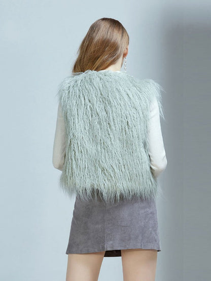Faux Fur Vest Women Coat Sleeveless Faux Fur Jacket