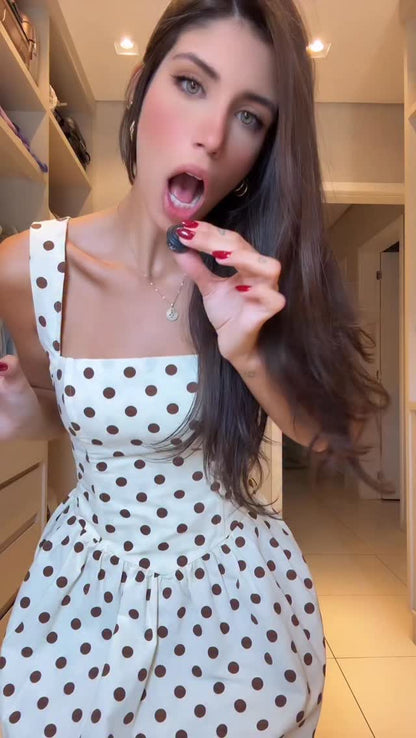 Sexy U Collar Polka Dot Mini Skirt