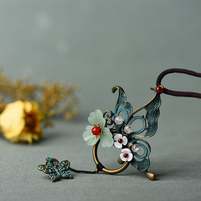 Alloy Butterfly Shell Flower Long Necklace