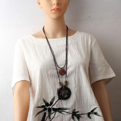 Ethnic Style Vintage Fish Pendant Women Necklace