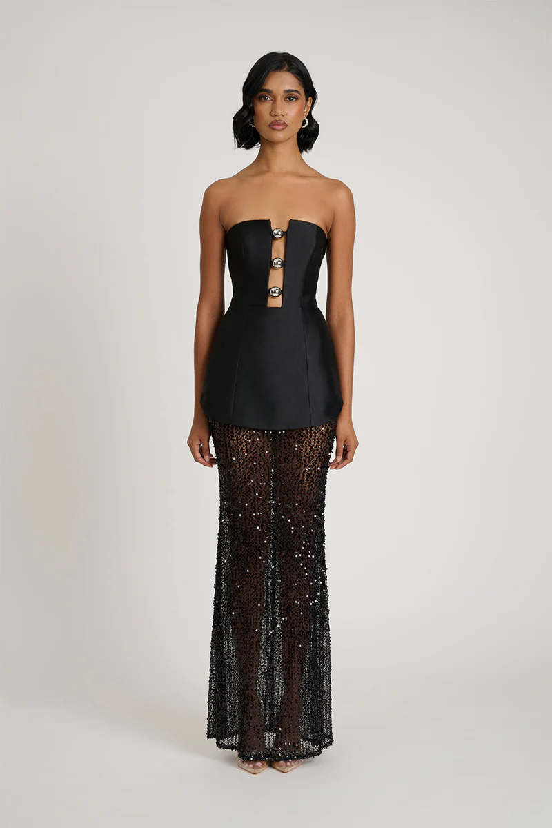 Sexy Tube Top Stitching Hollow Dress