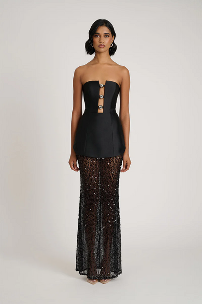 Sexy Tube Top Stitching Hollow Dress