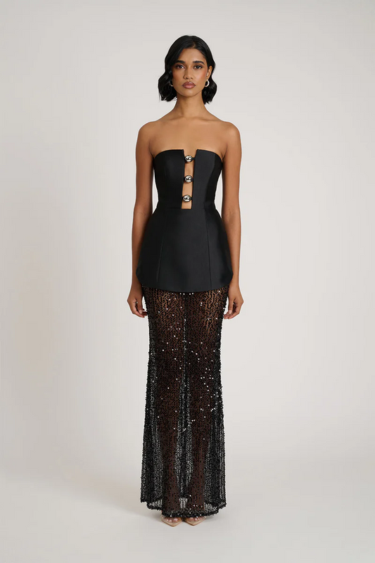 Sexy Tube Top Stitching Hollow Dress