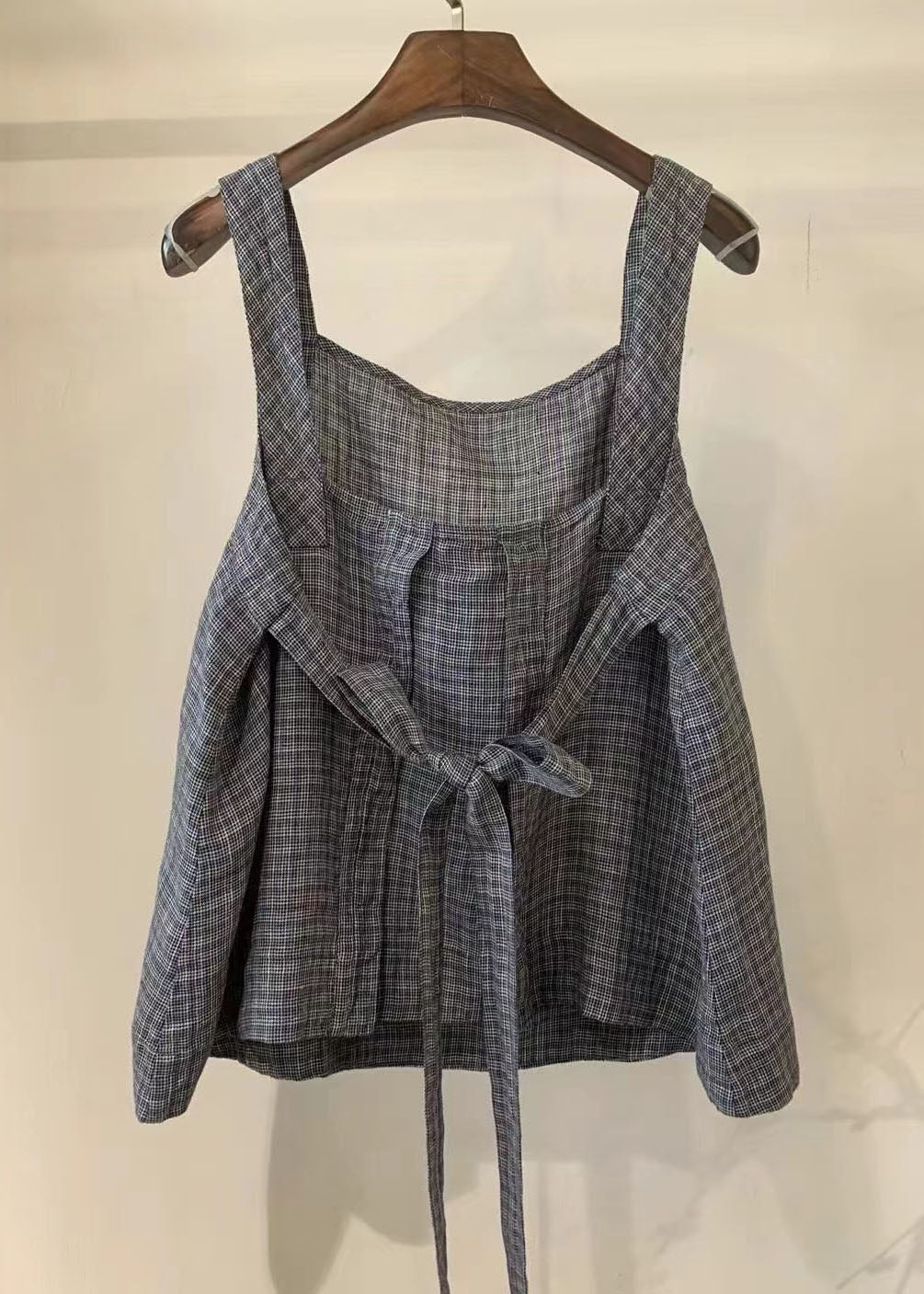 Vintage Back Tie Waist Linen Vest Summer