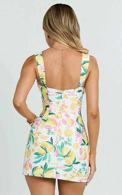 Square Neckline Dress in Le Citron Janice Mini Dress