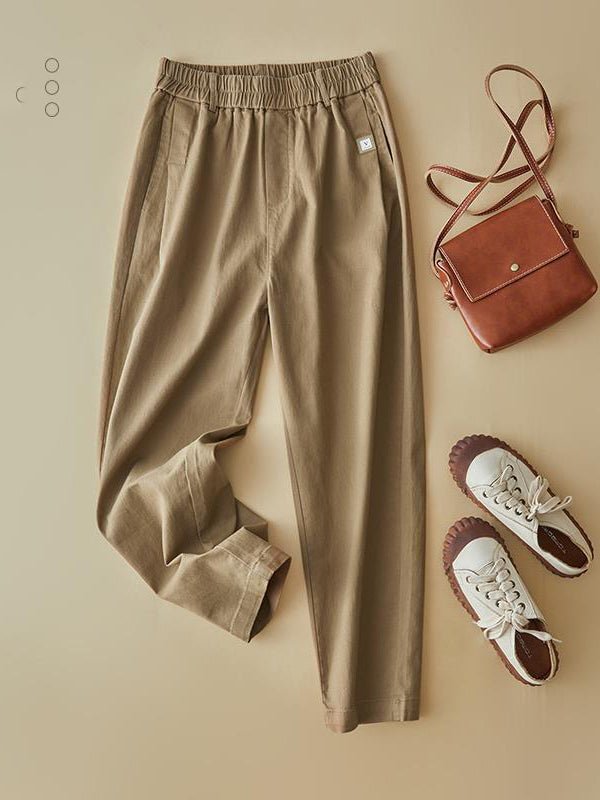 Ladies Casual Elastic High Waist Ninth Pants