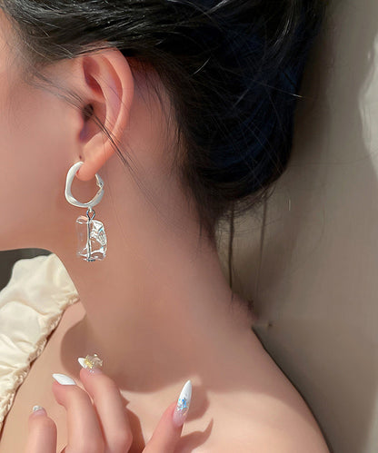 Chic White Acrylic Gem Stone Drop Earrings