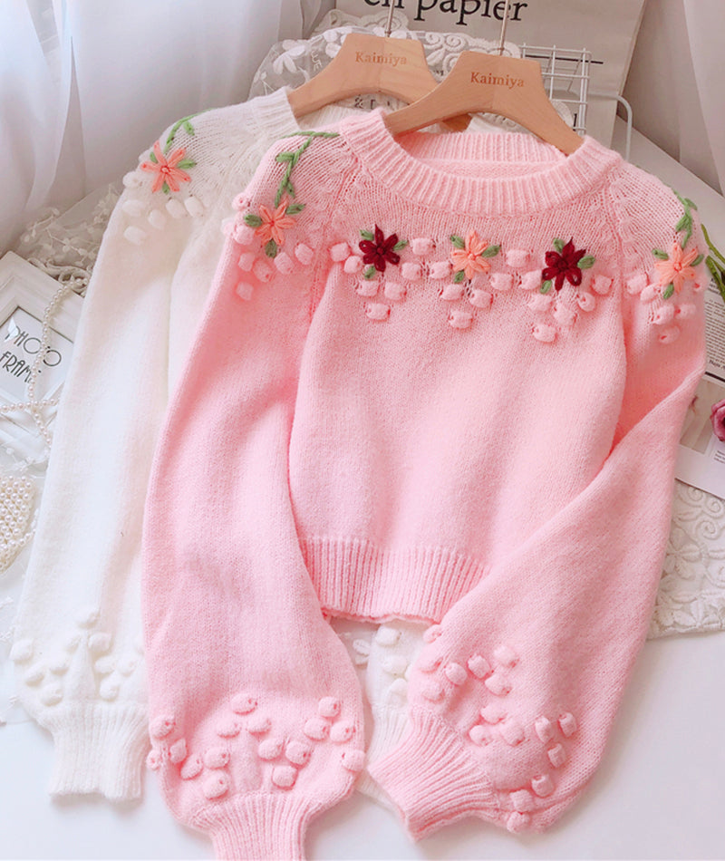 Sweet flowers long sleeve sweater